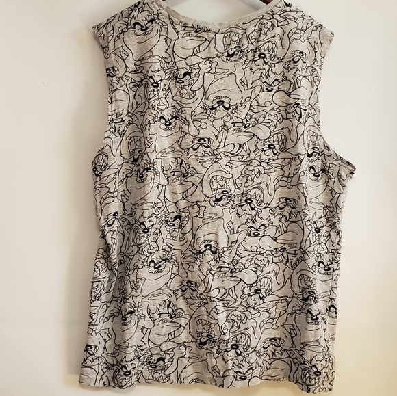 Looney Tunes TAZ Sleeveless Tank Top Muscle Shirt Grey Black Size XL - Picture 4 of 10